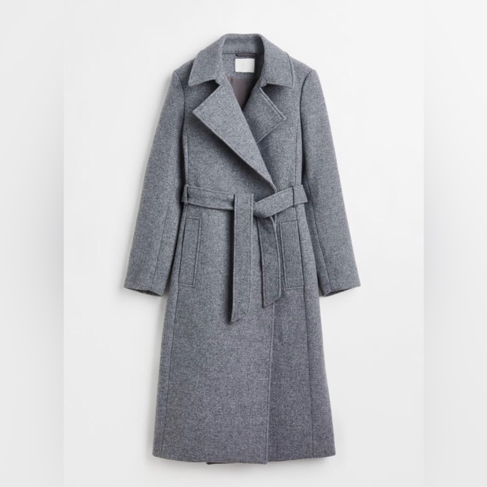 Gray Tie Belt Coat